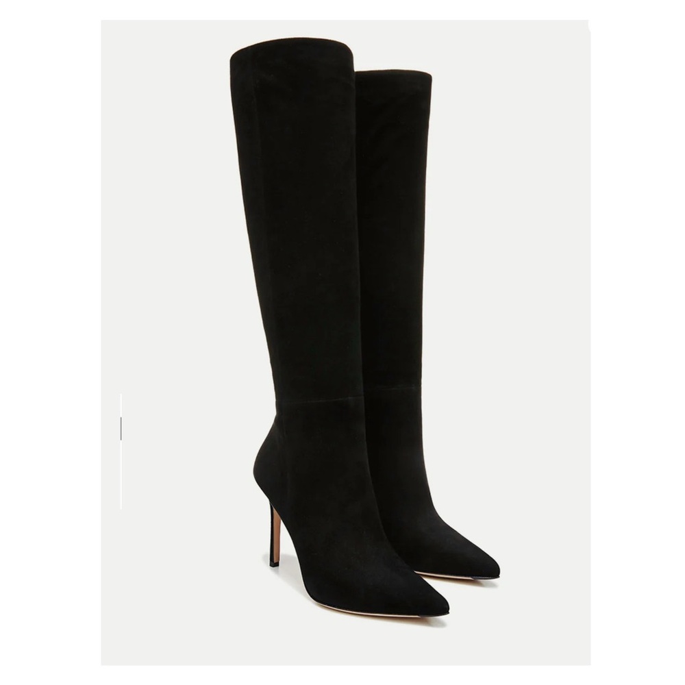 NIB Veronica Beard Lisa Black Suede Tall Boot, Wide Calf | Size 10